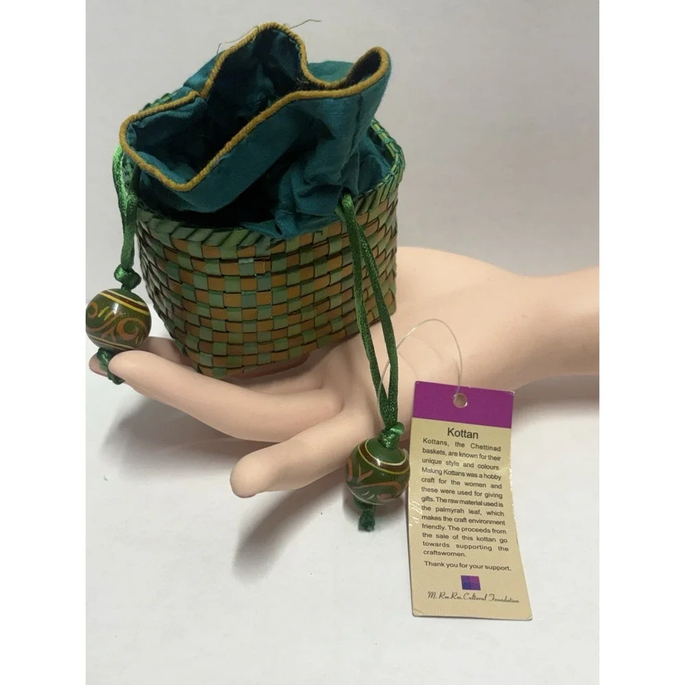 Kottan Basket hand woven Chettinad Palmyra leaf Indian Artesan handmade small